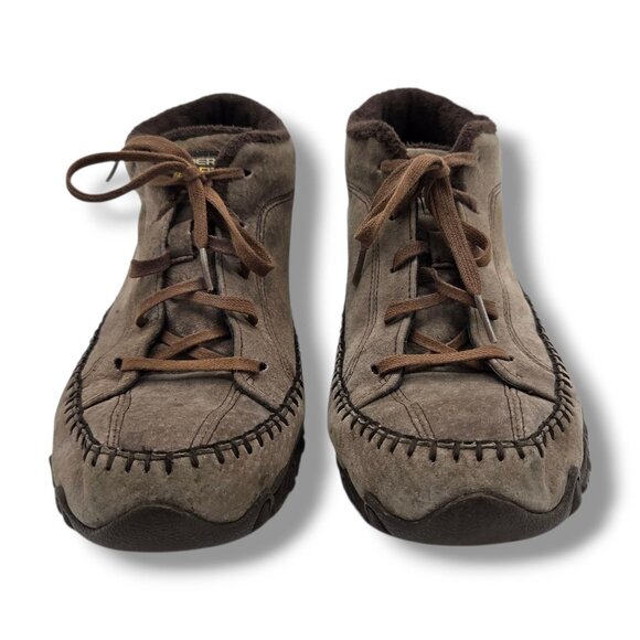 Skechers Bikers Totem Pole Chukka Boot Womens 9.5 Chocolate Suede Relaxed Fit - Picture 3 of 9
